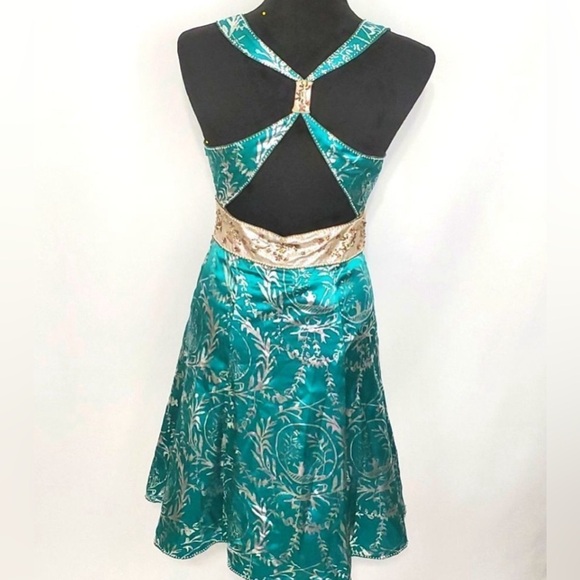 Marciano Turquoise Beaded Open Back Cocktail Dress Womens Size Large - Picture 2 of 7